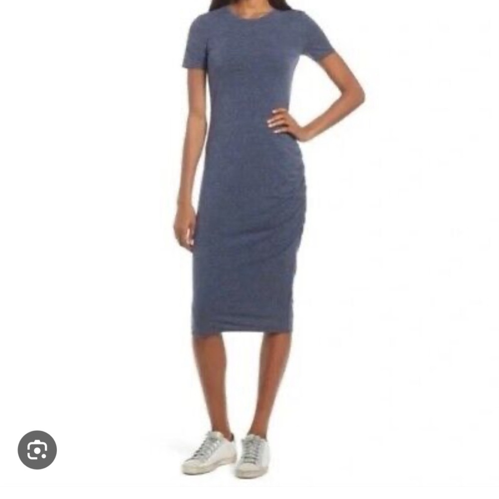 Treasure & Bond short sleeve midi length dress with side ruche